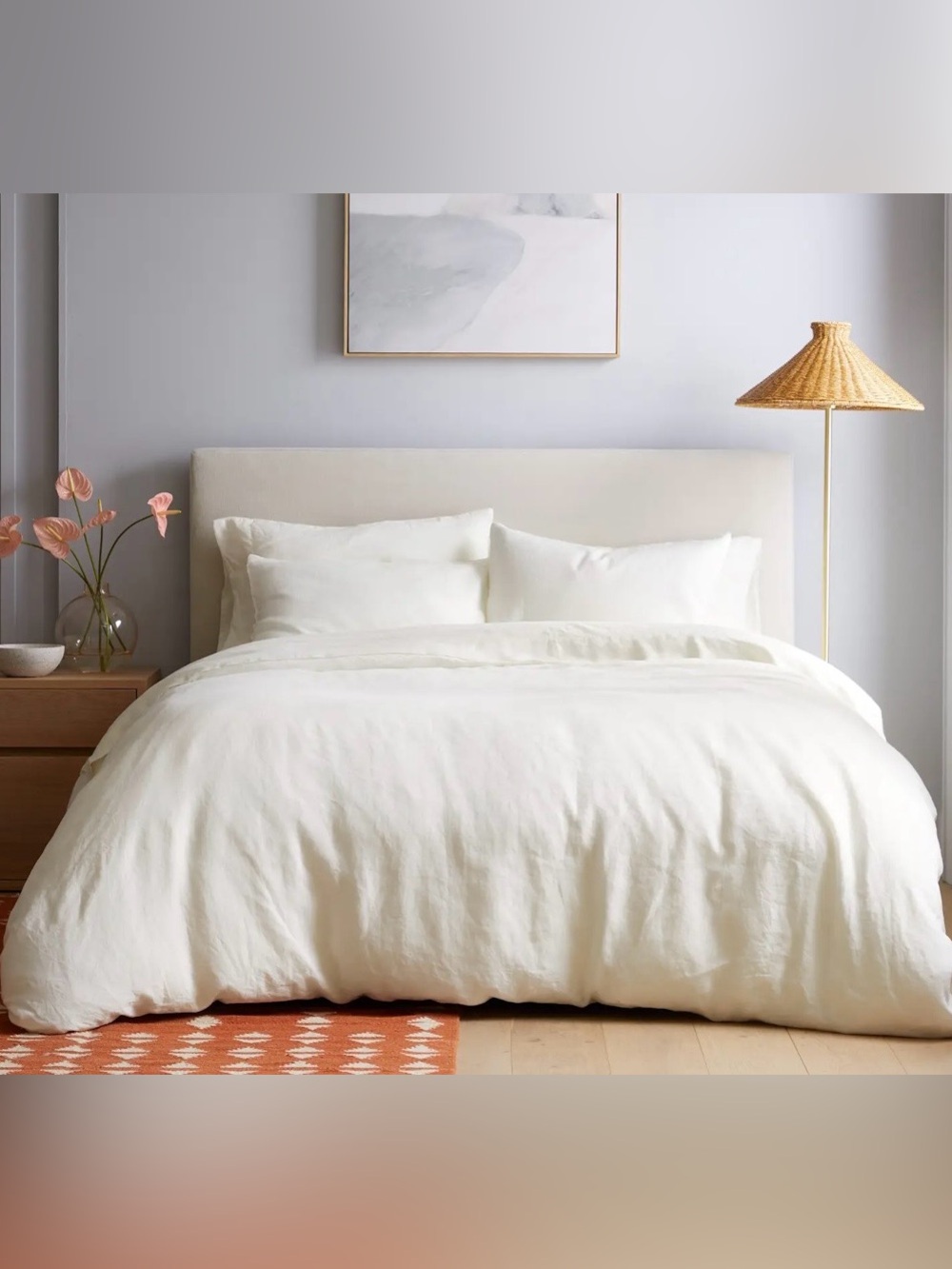 NWOT Quince European Linen 3 Piece Duvet Cover Set, Full/Queen (Ivory)